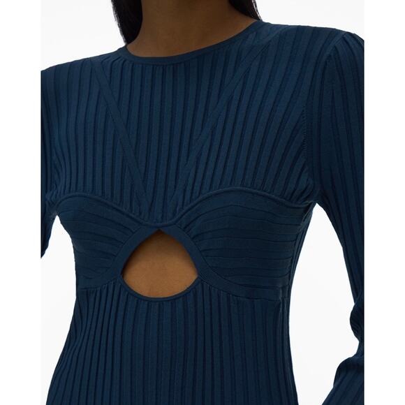 Helmut Lang Ribbed Bra Neptune Long Sleeves Midi Dress Women’s Medium - Picture 12 of 12